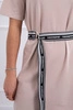Dress with a decorative belt beige