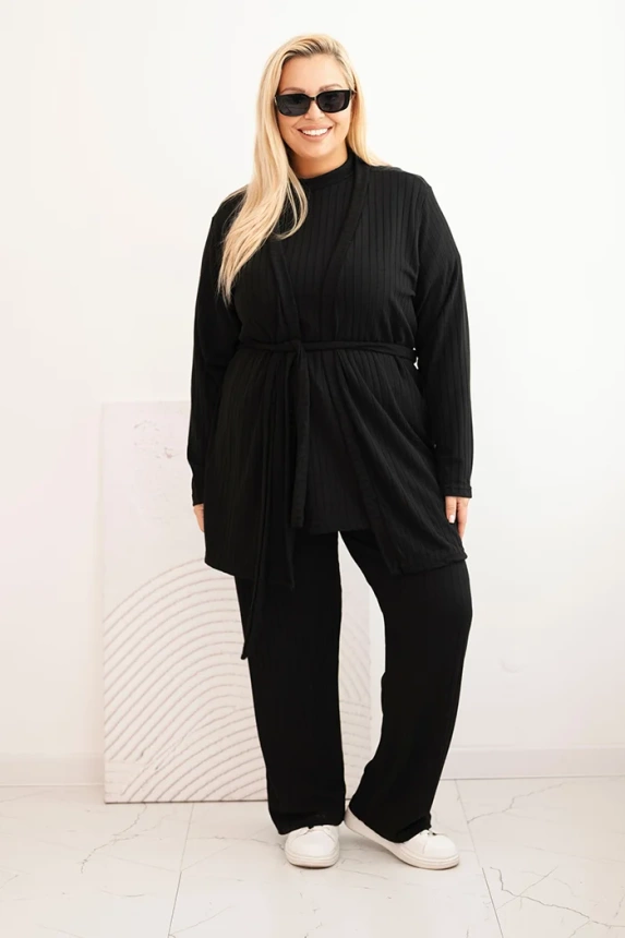 Moteriškas komplektas Plus Size 3 dalių juodas