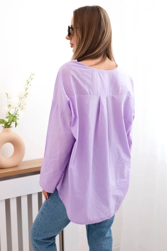 Hemdbluse mit gesticktem Muster dunkelviolett