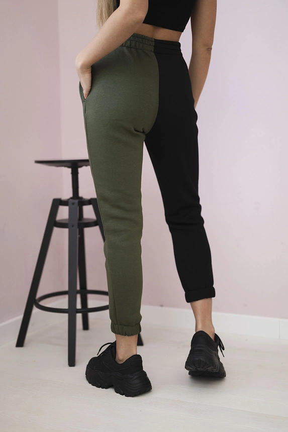 Women's sweatpants with QUEEN inscription khaki