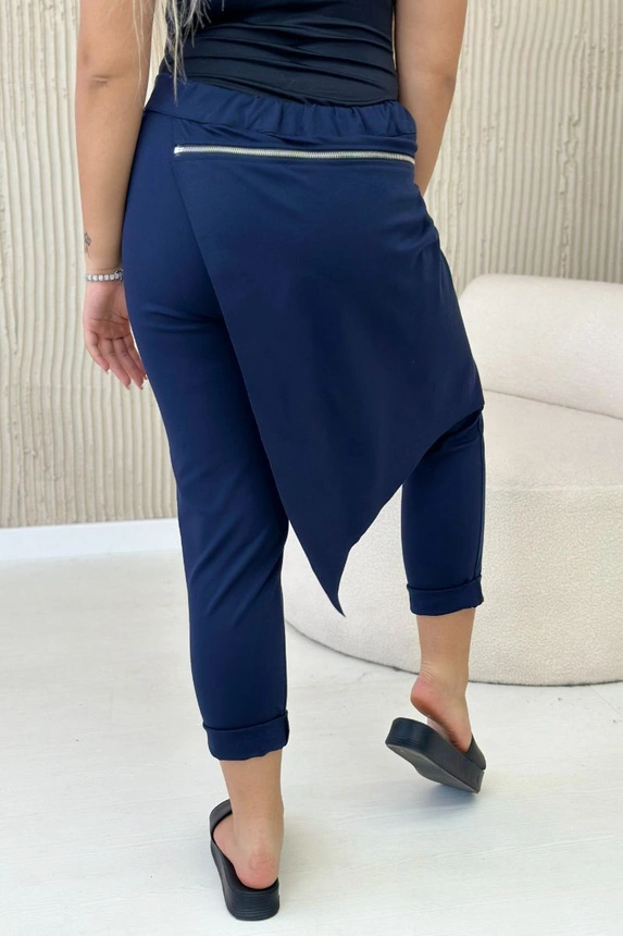 Punto Milano Winter trousers with a decorative zipper navy blue