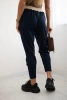 Butter-soft pants with a golden waistband cuff navy blue