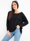 Damen Baumwollbluse mit lockerem Schnitt und verlängertem Rücken schwarz