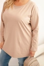 Moteriška Plus Size medvilninė palaidinė su apvaliu iškirpimu fango