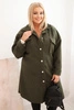 Płaszcz damski Plus Size z wełną zapinany na guziki z kieszeniami i kołnierzem khaki