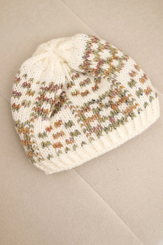 Women's wool winter hat with decorative crystals K399 black