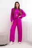 Women's set viscose sweatshirt with pendant and wide pants dark purple
