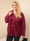 Damen Baumwoll Kapuzenpullover mit Knöpfen Plus Size bordeaux