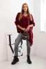 Women's asymmetrical wool sweater Plus Size with V-neck burgundy
