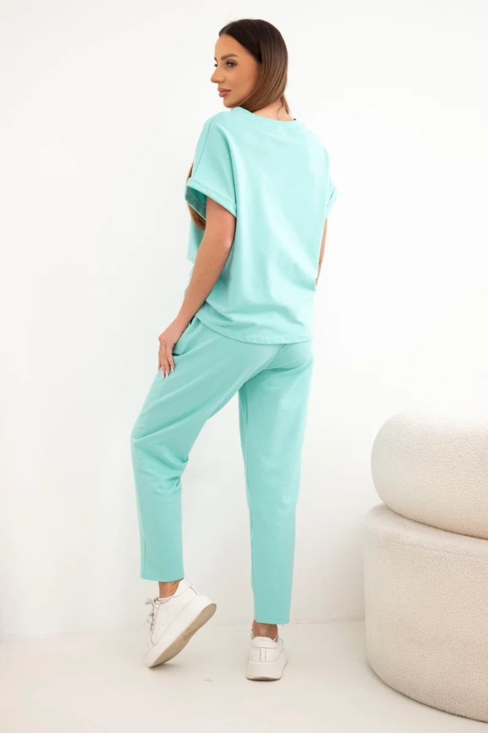 Baumwollset Bluse + Hose mint