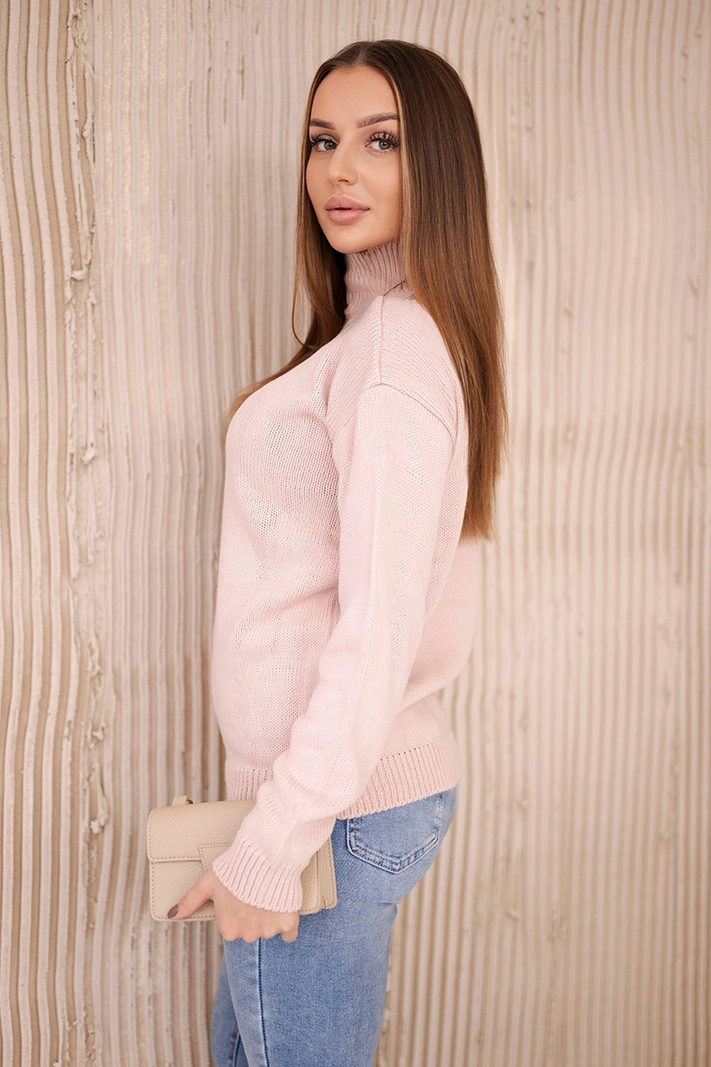 Sweater high neck dark powdered pink