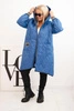 Damenjacke Plus Size gesteppte mit Kapuze und sportlichen Bündchen hell jeansblau