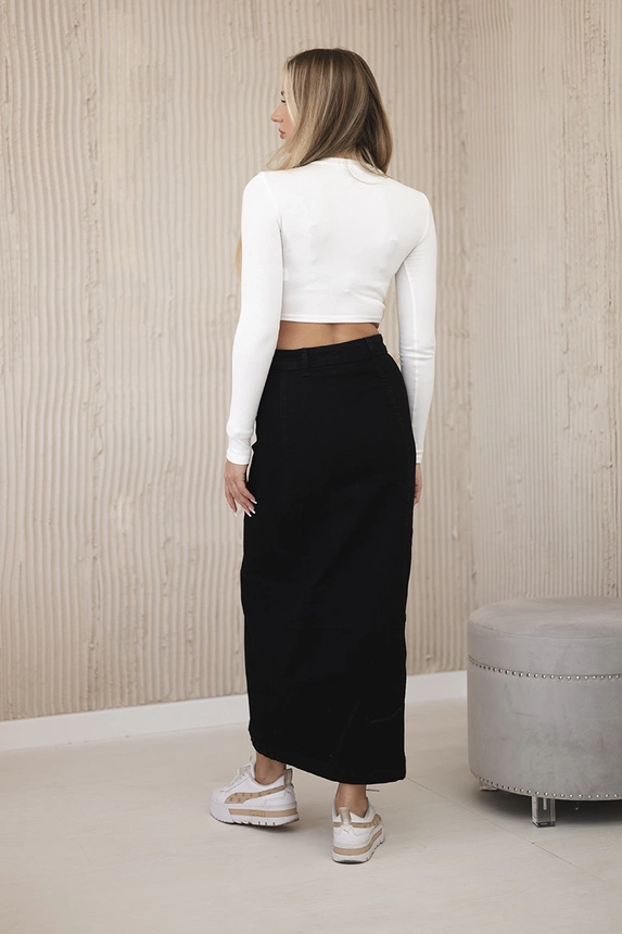 Long skirt with buttons black