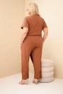 Damen Baumwoll-Jumpsuit Plus Size mit Bindeband in der Taille camel