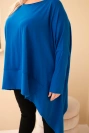 Dámska tunika Plus Size z bavlny s asymetrickým spodkom chabrová