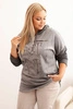 Dámská mikina Plus Size s kapucí a potiskem, grafitová