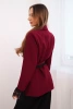 Women's blazer with a belt and lace trimmed sleeves burgundy