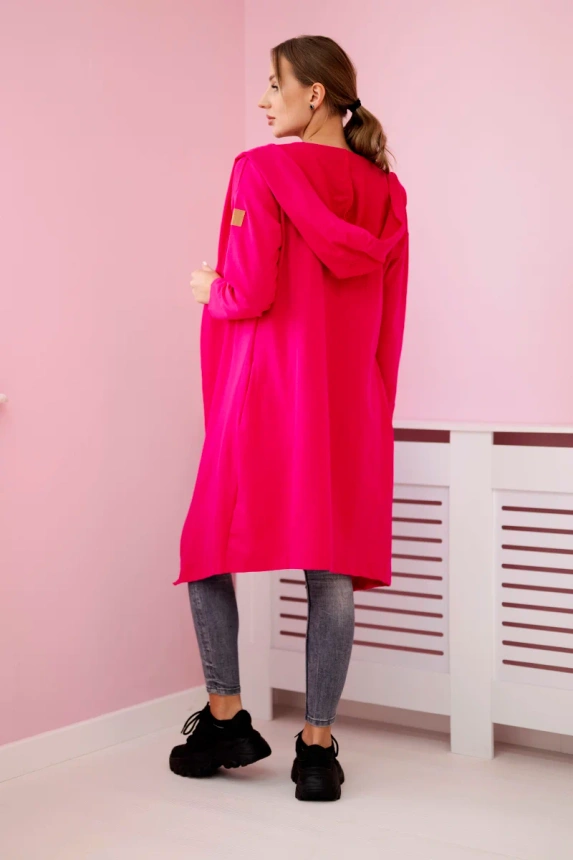 Long cardigan with hood fuchsia