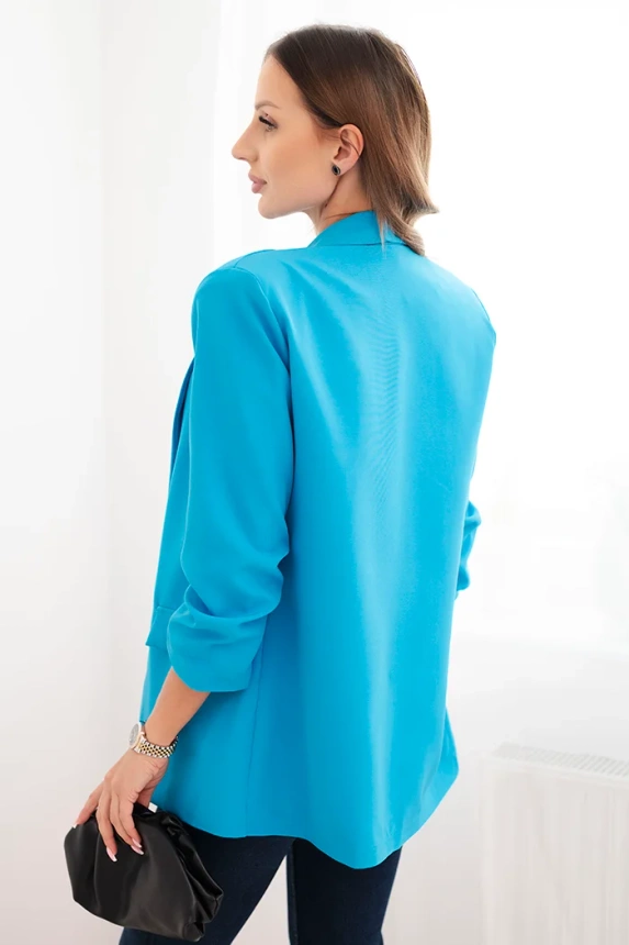 Women's unbuttoned blazer with lining S/M turquoise