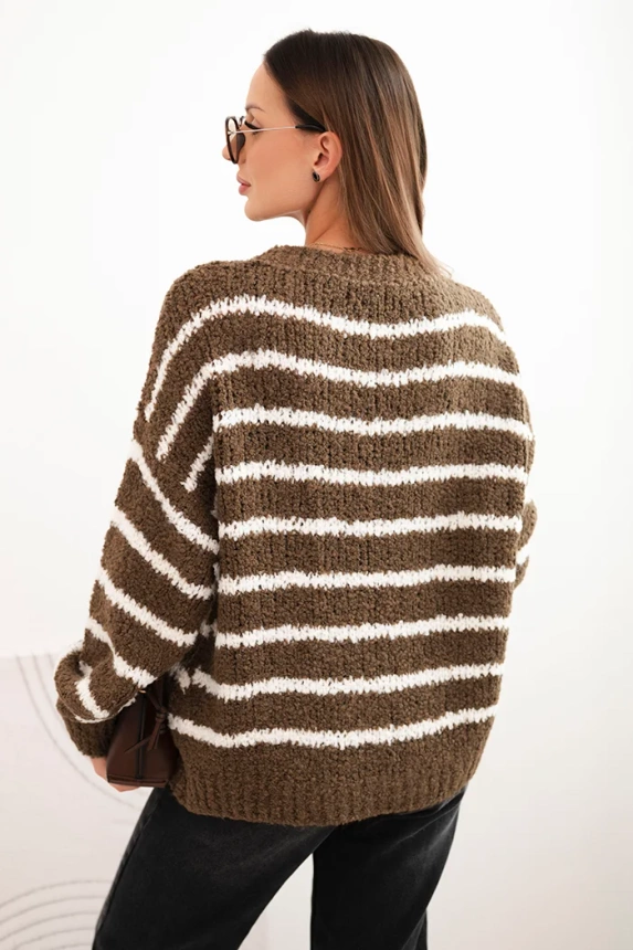 Women's striped sweater with wool in a loose fit fango