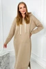 Langes Kleid mit Kapuze hellbeige
