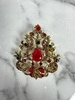 Brooch XZ459-191 gold + red