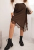 Women's viscose skirt with lace and asymmetrical hem brown