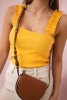 Blouse with frills on the straps mustard