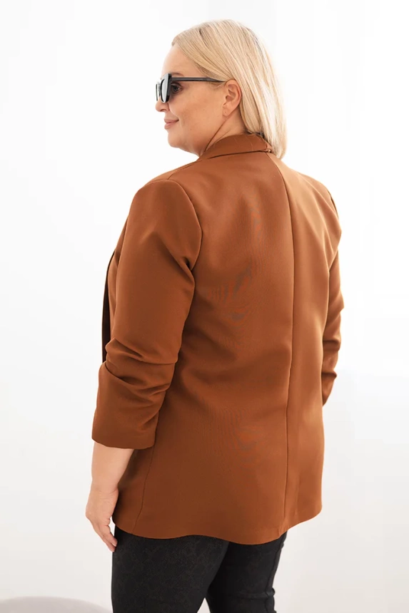 Dámská saka Plus Size bez zapínání s podšívkou XL/2XL hnědá