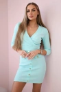 Ribbed dress with decorative buttons mint