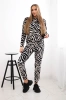 Velúrová súprava s potlačou zebra čierna+béžová