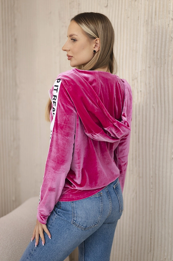 Velours-Kapuzenpullover fuchsia