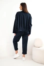 Damen-Baumwollset mit kurzem Sweatshirt und Hose navyblau