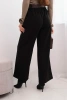 Women's elegant pants with a belt and wide leg black