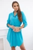 Dress with button closure and tie at the waist turquoise