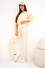 Women's tracksuit set Masełko with stripes and a loose sweatshirt yellow