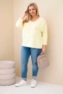 Women's cotton Plus Size blouse with a V-neck yellow