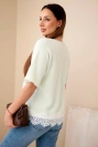 Women's short-sleeve sweater with lace mint