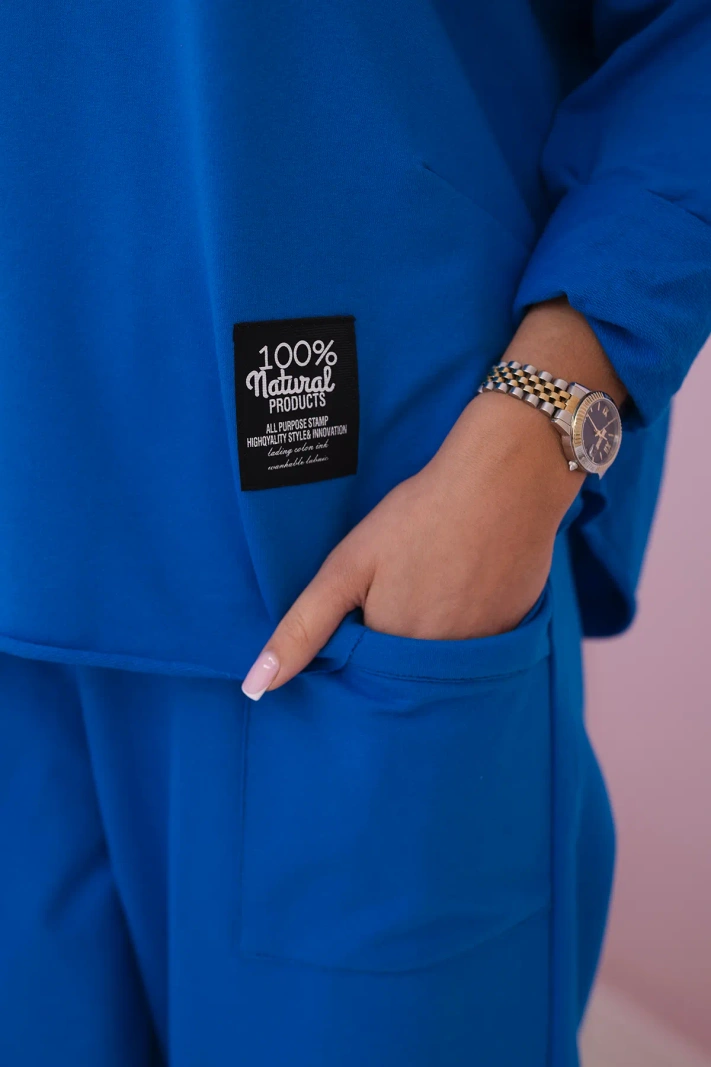 Bavlnené mikinové nohavice chrpa modrá