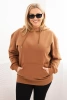 Dámska mikina s kapucňou a klokankou Plus Size z bavlny camelová