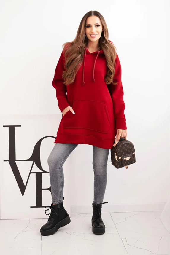 Wattierte Sweatjacke mit seitlichen Schlitzen bordeaux