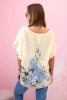 Women's cotton shirt with butterflies and flowers yellow