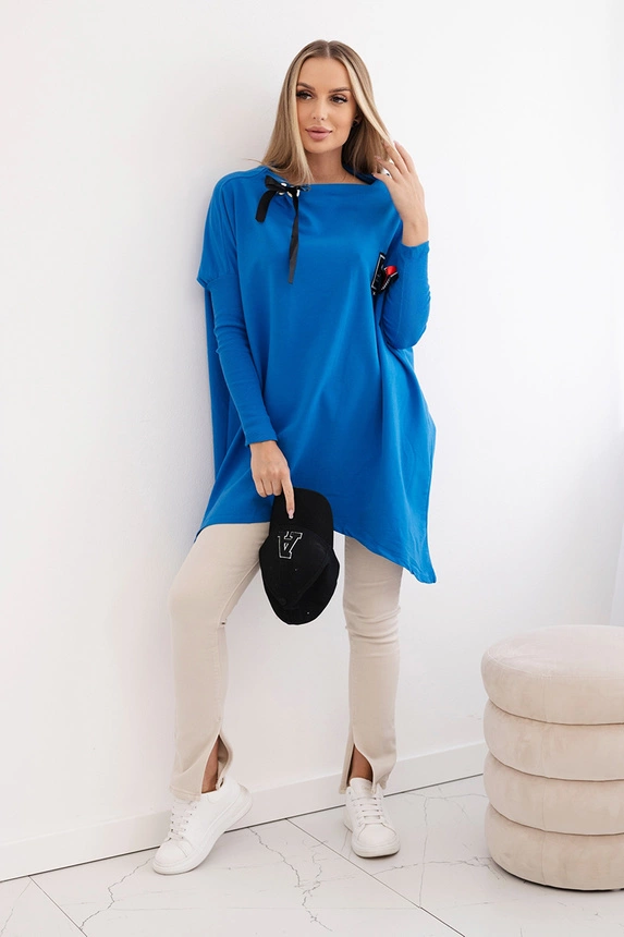 Oversize-Bluse mit asymmetrischen Seiten kornblumenblau