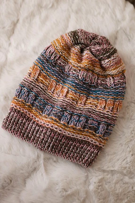 Cap with fleece Patrycja K254 jeans+mustard