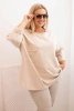 Moteriška Plus Size marškinėliai su kišene ir sukamu rankovėmis bežinė