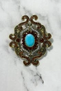 Brosche XZ459-107 gold + blau