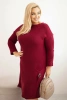 Sukňa pletená dámska Plus Size s mohérom oversize s vreckom bordová