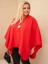 Women's poncho cape Plus Size with brooch red