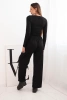 Women's viscose set with a blouse and wide trousers black