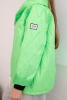 Women's spring quilted jacket with a hood and zipper neon green